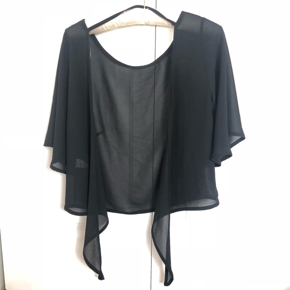 see through black cardigan